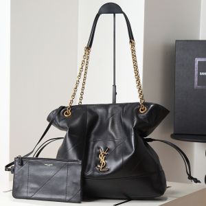 Saint Laurent Jamie Shopping Bag In Lambskin Black/Gold