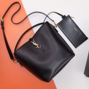 Saint Laurent Le 37 Bucket Bag In Shiny Leather Black/Gold