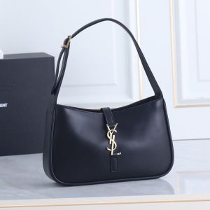 Saint Laurent Le 5 A 7 Hobo Bag In Smooth Leather Black/Gold
