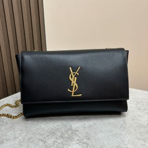 Saint Laurent Medium Kate Reversible Bag In Smooth Leather and Suede Black/Gold