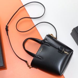 Saint Laurent Mini Toy Shopping Bag In Box Leather Black/Gold