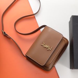 Saint Laurent Niki Satchel In Leather Brown/Gold