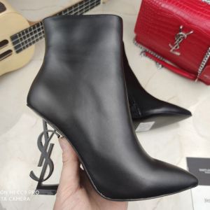Saint Laurent Opyum Booties Women Smooth Leather Black