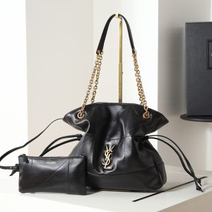Saint Laurent Small Jamie Shopping Bag In Lambskin Black/Gold