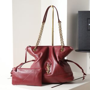 Saint Laurent Small Jamie Shopping Bag In Lambskin Burgundy/Gold