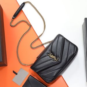 Saint Laurent Small Loulou Chain Bag In Matelasse Lambskin Black/Gold