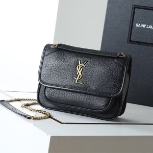 Saint Laurent Small Niki Bag In Grained Lambskin Black/Gold