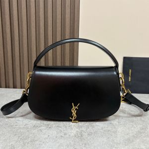 Saint Laurent Voltaire Handbag In Box Leather Black/Gold