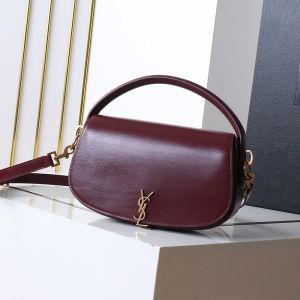 Saint Laurent Voltaire Handbag In Box Leather Burgundy/Gold