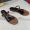 Saint Laurent Cassandra Flat Slides with T-Strap Women Smooth Leather Brown/Gold
