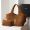 Saint Laurent Medium Icare Shopping Bag In Carre-Quilted Suede Brown/Gold