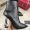 Saint Laurent Opyum Booties Women Stone Grain Leather With Black Heel Black