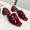 Saint Laurent Tribute Heeled Slides Women Patent Leather Burgundy