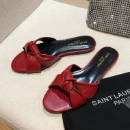 Saint Laurent Bianca Flat Mules In Smooth Leather Red
