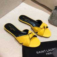 Saint Laurent Bianca Flat Mules In Smooth Leather Yellow