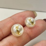Saint Laurent YSL Pearl Earrings In Metal Gold