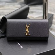 Saint Laurent Kate Clutch In Grained Leather Black/Gold