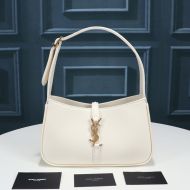 Saint Laurent Le 5 A 7 Hobo Bag In Smooth Leather White/Gold