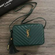 Saint Laurent Lou Camera Bag In Matelasse Leather Green/Gold