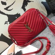 Saint Laurent Lou Camera Bag In Matelasse Leather Red/Gold