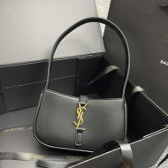 Saint Laurent Mini Le 5 A 7 Hobo Bag In Smooth Leather Black/Gold