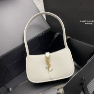 Saint Laurent Mini Le 5 A 7 Hobo Bag In Smooth Leather White/Gold