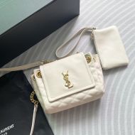 Saint Laurent Mini Nolita Bag In Diamond-Quilted Lambskin White