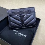 Saint Laurent Monogram Card Case In Grained Matelasse Leather Black