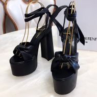 Saint Laurent Paige Platform Sandals In Smooth Leather Black