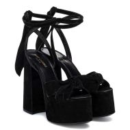 Saint Laurent Paige Platform Sandals In Suede Black