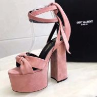 Saint Laurent Paige Platform Sandals In Suede Pink