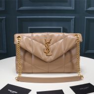 Saint Laurent Small Loulou Puffer Bag In Quilted Lambskin Apricot/Gold