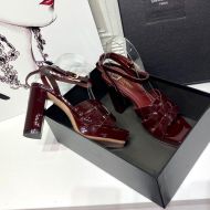 Saint Laurent Tribute Platform Sandals In Patent Leather Burgundy