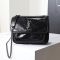Saint Laurent Baby Niki Bag In Crinkled Vintage Leather Black/Silver