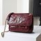 Saint Laurent Baby Niki Bag In Crinkled Vintage Leather Burgundy/Gold