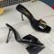 Saint Laurent Babylone Stiletto Slides Women Patent Calfskin Black