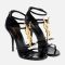 Saint Laurent Cassandra 100 Sandals Women Patent Leather Black/Gold