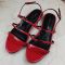 Saint Laurent Cassandra Flat Sandals With Five-Straps Women Patent Leather Red/Black
