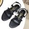 Saint Laurent Cassandra Flat Sandals With Five-Straps Women Smooth Leather Black/Gold