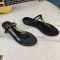 Saint Laurent Cassandra Flat Slides with T-Strap Women Smooth Leather Black/Gold
