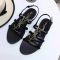 Saint Laurent Cassandra Open Sandals Women Smooth Leather Black/Gold