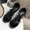 Saint Laurent Cassandra Wedge Espadrilles Women Patent Leather Black
