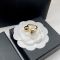 Saint Laurent Cassandre Pearl and Ball Ring In Metal Gold/White