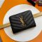Saint Laurent Cassandre Compact Zip Around Wallet In Matelasse Grain De Poudre Leather Black/Gold