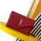 Saint Laurent Cassandre Envelope Chain Wallet In Grain De Poudre Leather Red/Gold