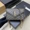 Saint Laurent Cassandre Envelope Chain Wallet In Quilted Lambskin Marble/Gold