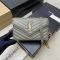 Saint Laurent Cassandre Envelope Chain Wallet In Quilted Lambskin Moss Green/Gold