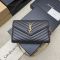 Saint Laurent Classic Cassandre Chain Wallet In Quilted Lambskin Dark Grey/Gold