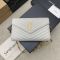 Saint Laurent Classic Cassandre Chain Wallet In Quilted Lambskin White/Gold