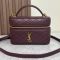 Saint Laurent Gaby Vanity Bag In Diamond-Quilted Lambskin Burgundy/Gold
